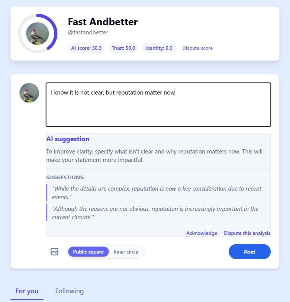 Draft editor with AI suggestions and provenance panel